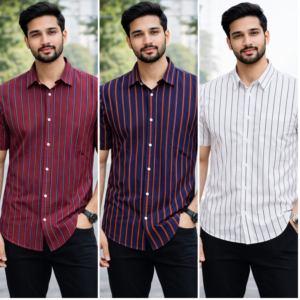 Mens half sleeve Strip shirt